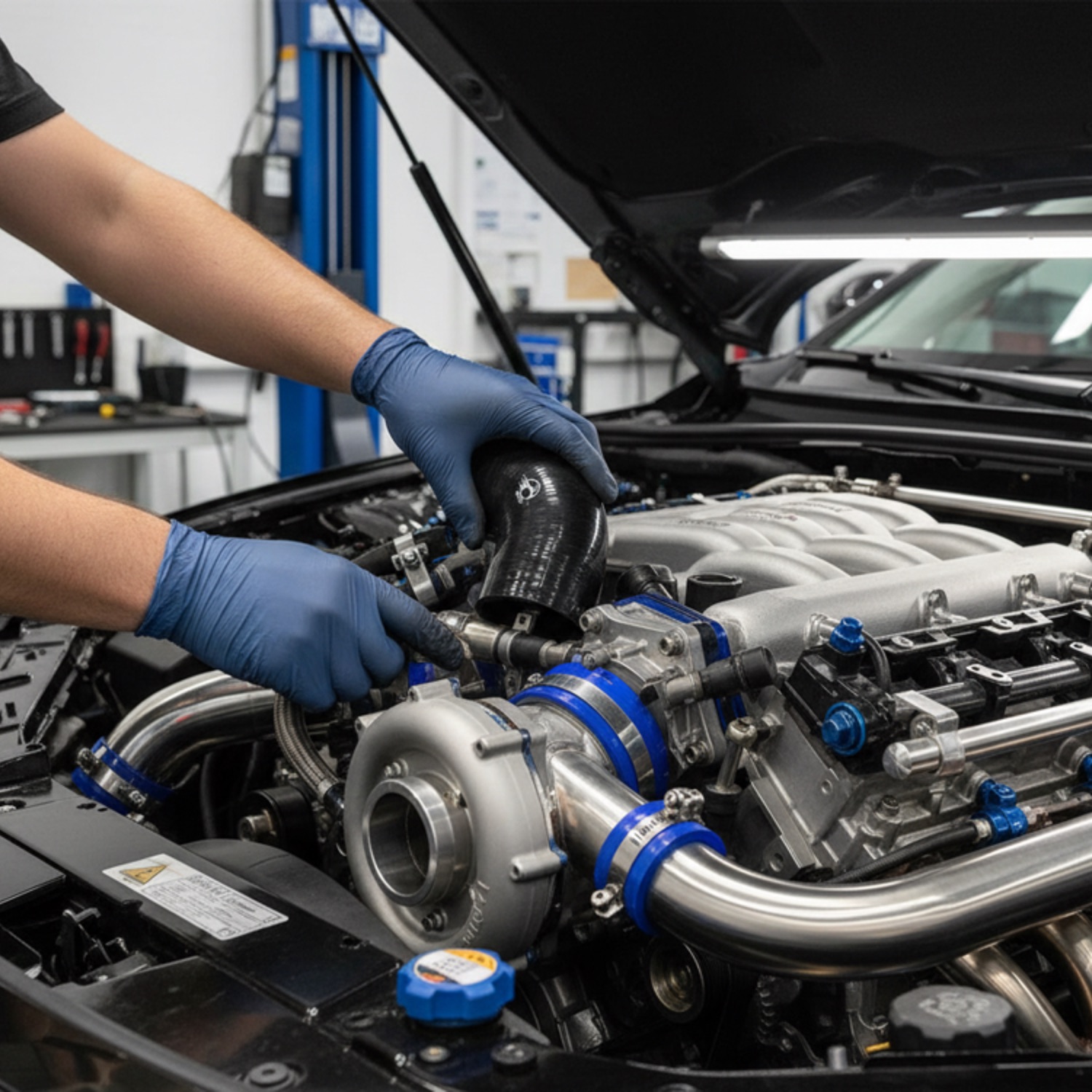 Sierra silicone hose being installed