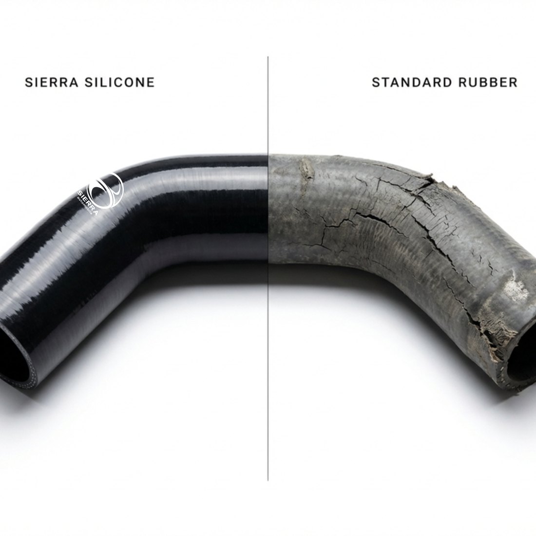 Sierra silicone elbow versus cracked standard rubber elbow